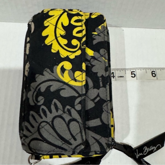 Vera Bradley Yellow & Black Double Zip Around Mini Purse W/O Cross Body Strap - Picture 8 of 9